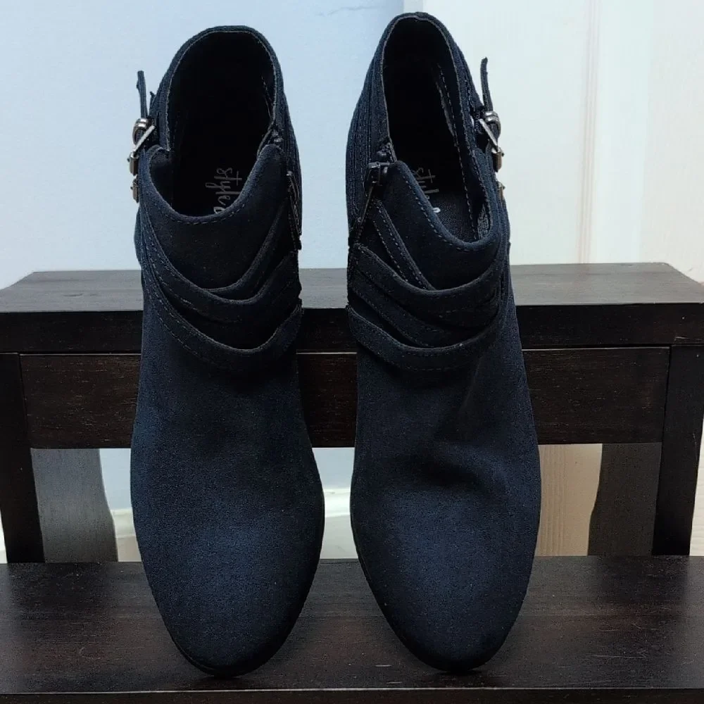 Style & Co. Willow Dark Blue Textile Suede Ankle Booties Size 8M NEW